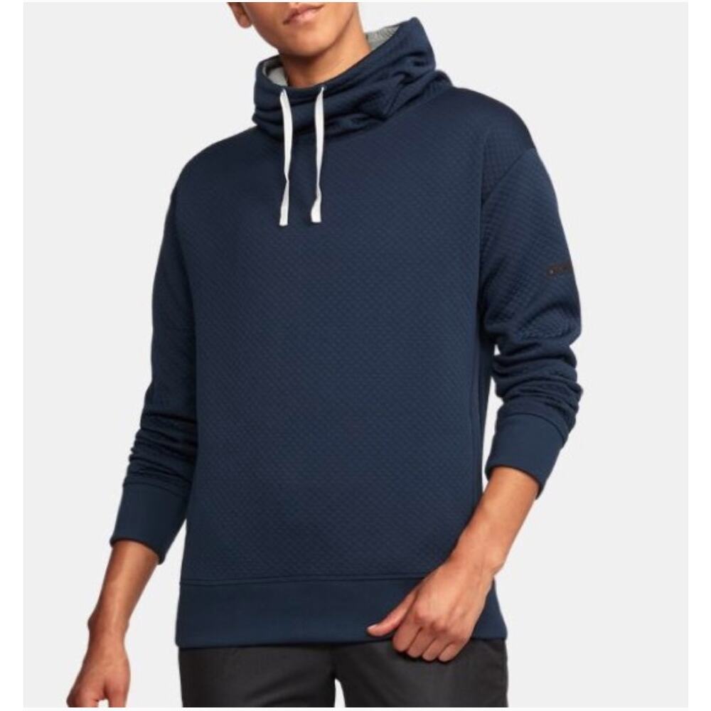 UNDER ARMOUR Unstoppable Textured Quilted Cowl Neck Blue Sweatshirt Womens Large